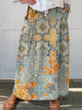 Women's National Totem Art Print Linen Pocket Skirt