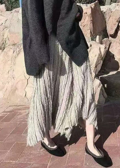 Khaki Tasseled Knit a Line Skirts Spring