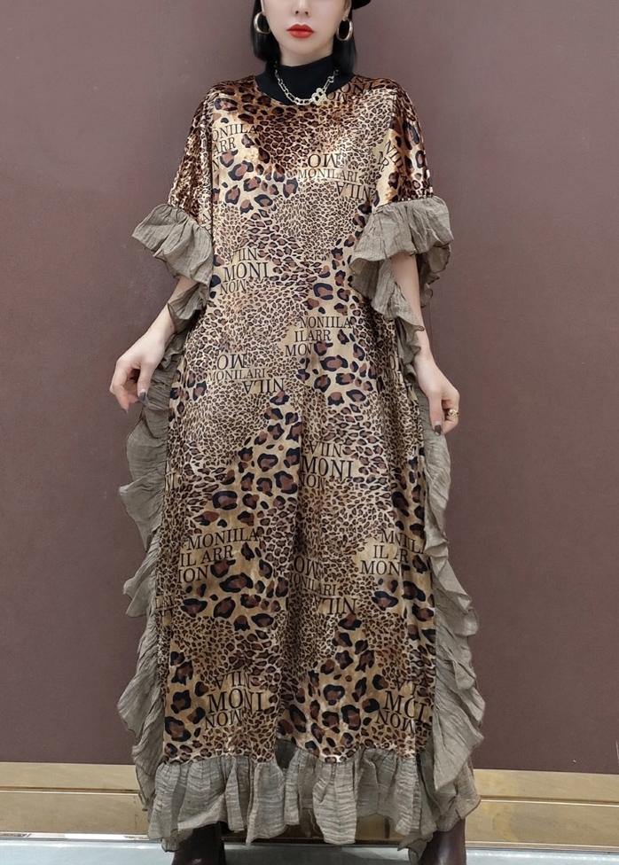 Loose O Neck Ruffles Spring Clothes Lnspiration Leopard Dress