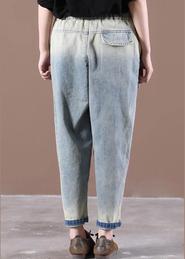 French Spring Wide Leg Pants Unique Blue Work Pant