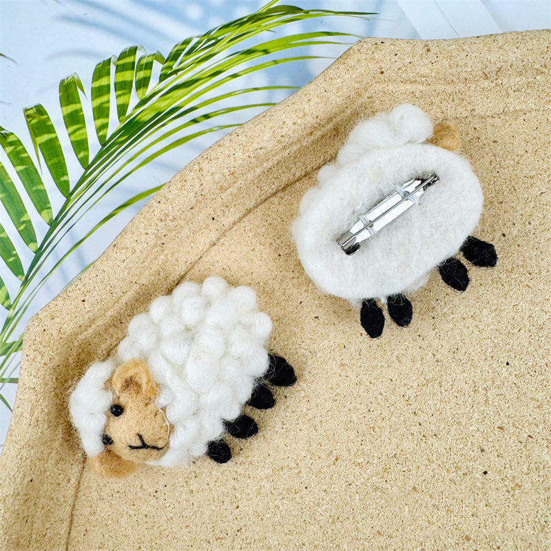 Comstylish Lovely Farm Fuzzy Sheep Handmade Felt Brooch
