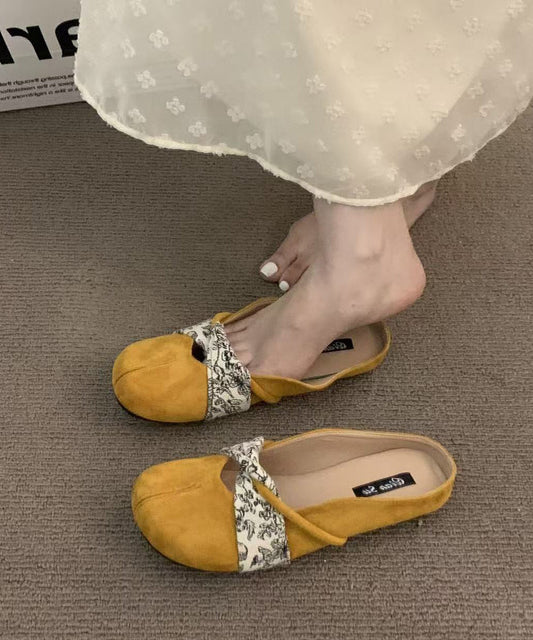 Yellow Suede Boutique Splicing Slide Sandals