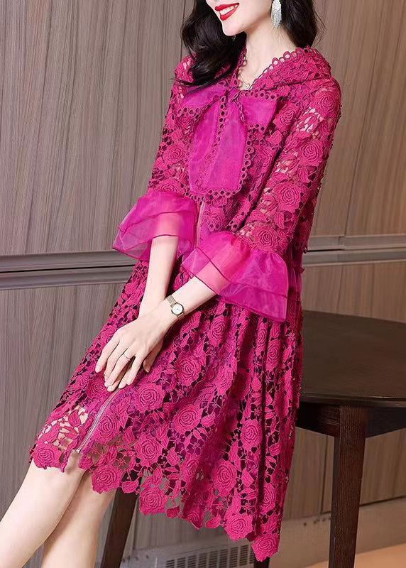 Rose Hooded Embroideried Patchwork Lace Dresses Fall