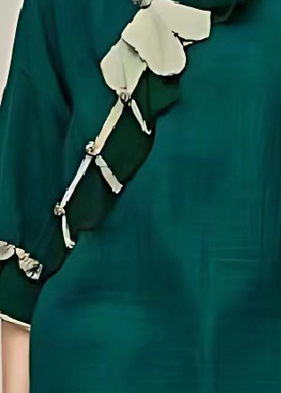 Dull Green Oversized Linen Shirt Flare Sleeve