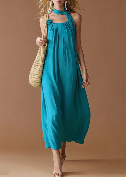 Blue Decorated Cotton Cami Dress Summer