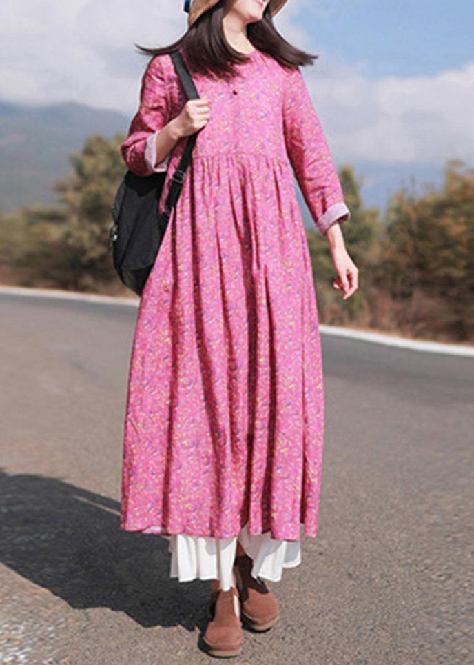 Diy O Neck Exra Large Hem Summer Tunic Design Red Print Traveling Dresses