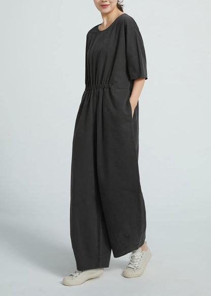 Short Sleeve All-match A-pocket Jumpsuit Pants