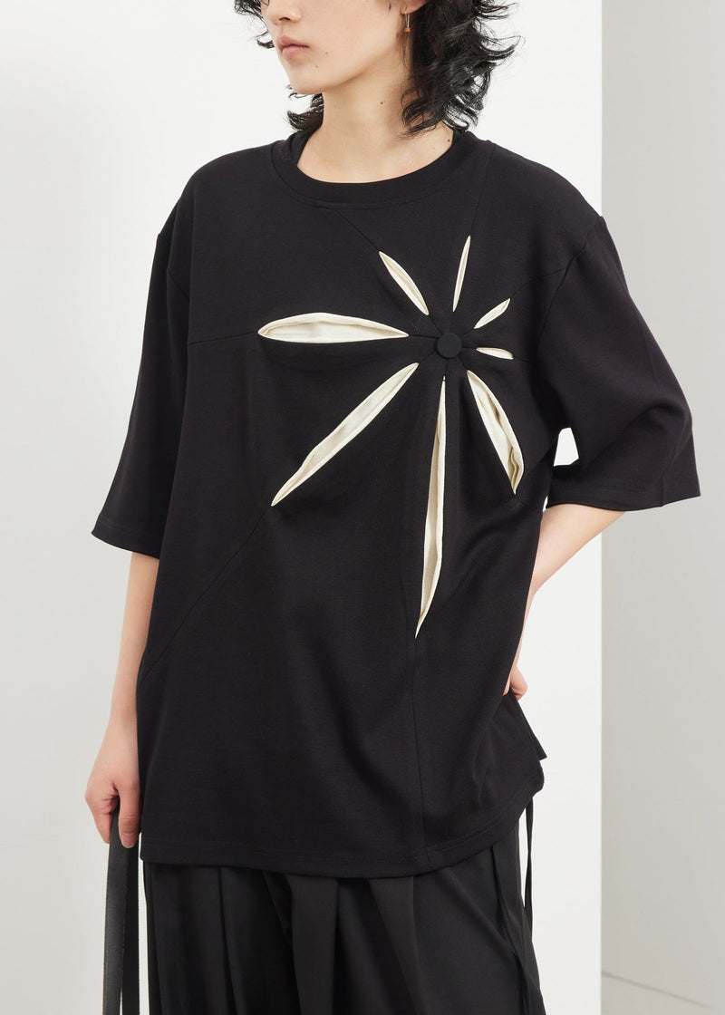 Black O-neck Print T Shirt Summer