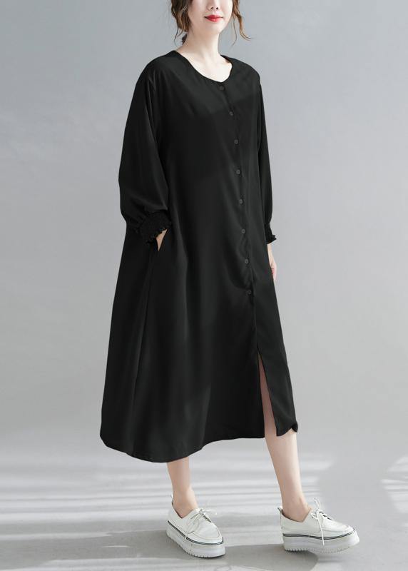 Natural O Neck Lantern Sleeve Spring Clothes Photography Brown Long Dress