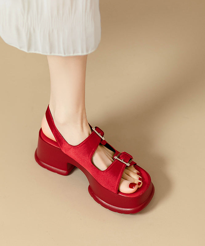 Black Platform Faux Leather Buckle Strap Splicing Sandals