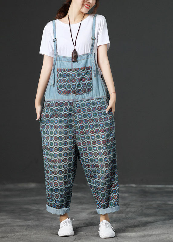 Light Blue Pockets Denim Jumpsuits Spring