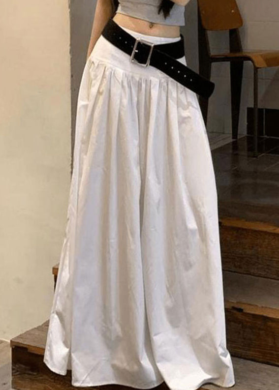 Fine White High Waist Cotton Skirts Summer