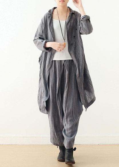 Gray Button Linenlow High Design Spring Jacket