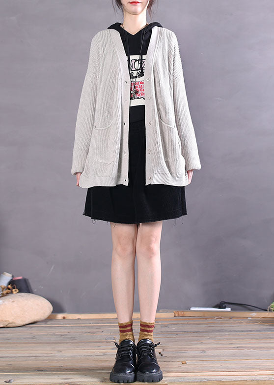 Grey Button Cozy Knit Cardigan Spring