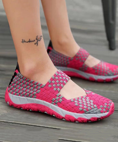 Purple Knit Fabric Handmade Splicing Flat Shoes for Soofairy Shoes-20251