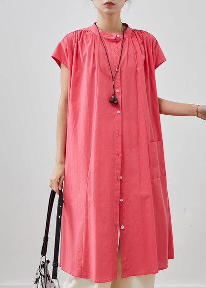 Pink Oversized Cotton Mid Dress Summer