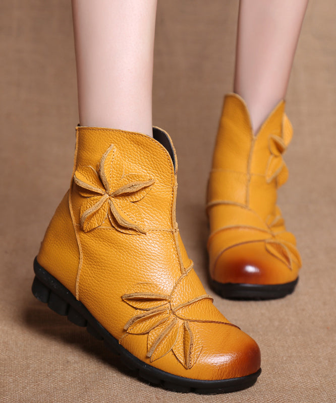 Yellow Boots Comfortable Handmade Splicing