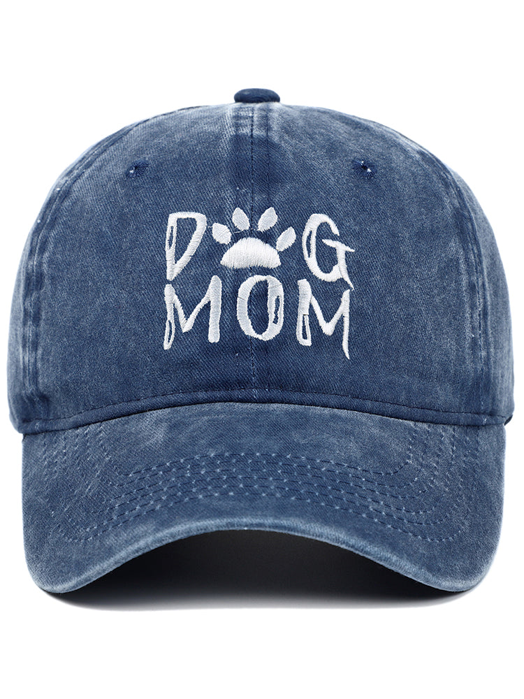 Comstylish Dog Mom Embroidered Washed Track Cap