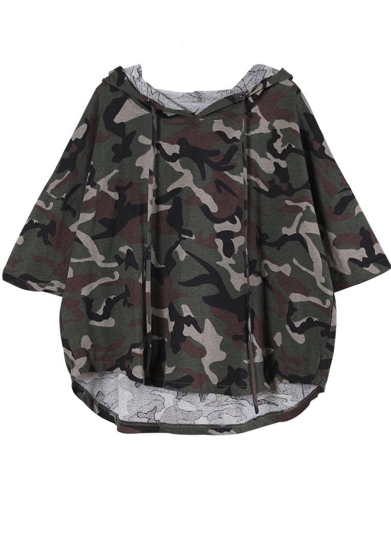 Green Camouflage Cotton Top Summer