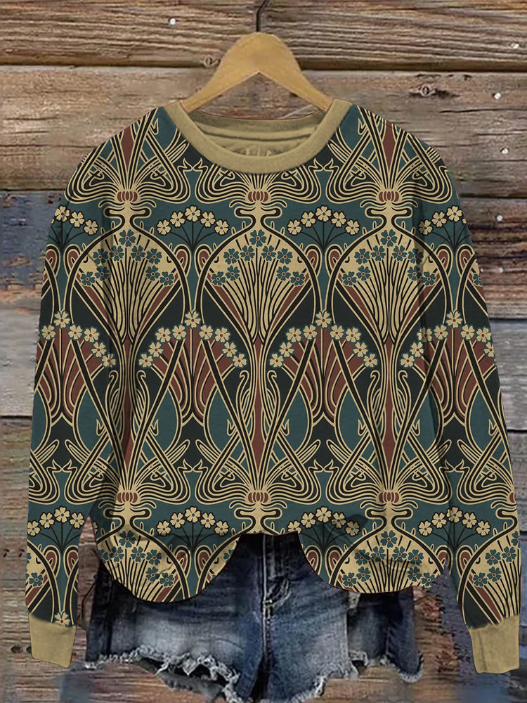 Comstylish Dragonfly Vintage Floral Art Women's Casual Sweatshirt