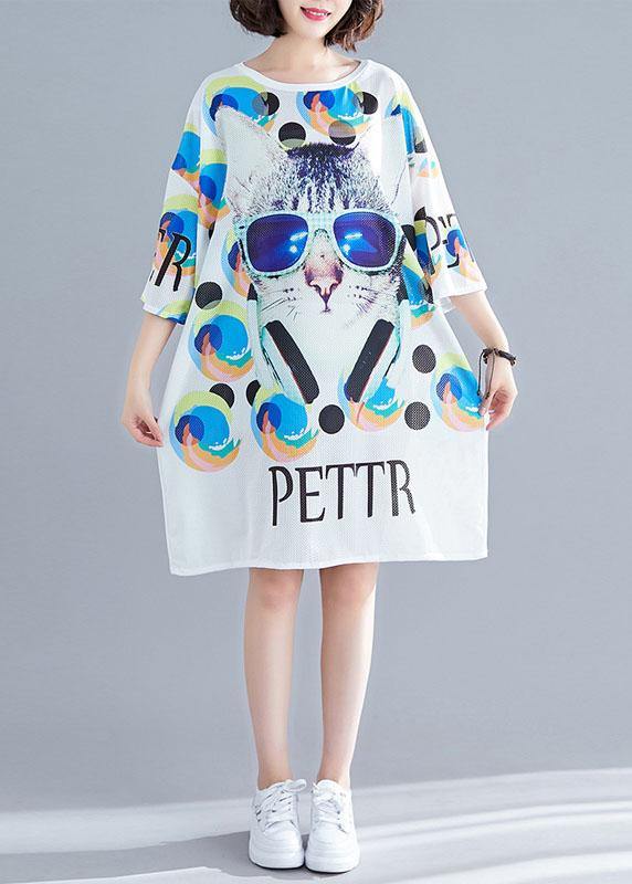 White Graphic Print Dress Summer