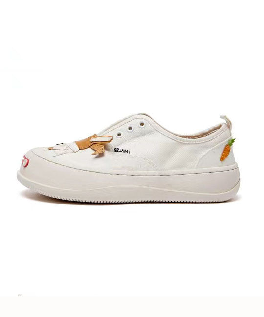 Stylish Beige Canvas Platform Flat Shoes for Splicing Character
