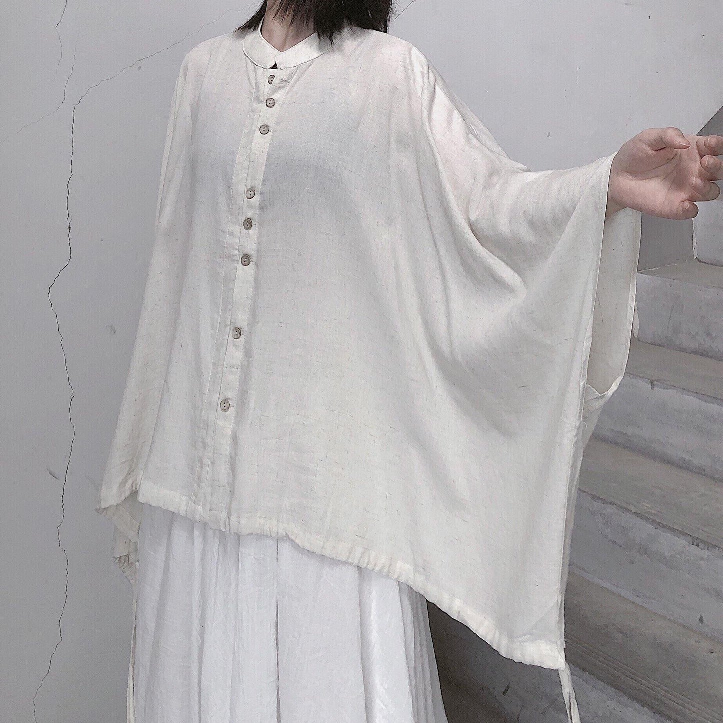 Diy Stand Collar Batwing Sleeve Tops Blouses Tutorials Nude Blouses