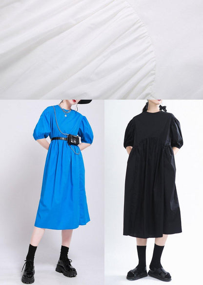 Handmade Black O-neck Long Summer Cotton Dress