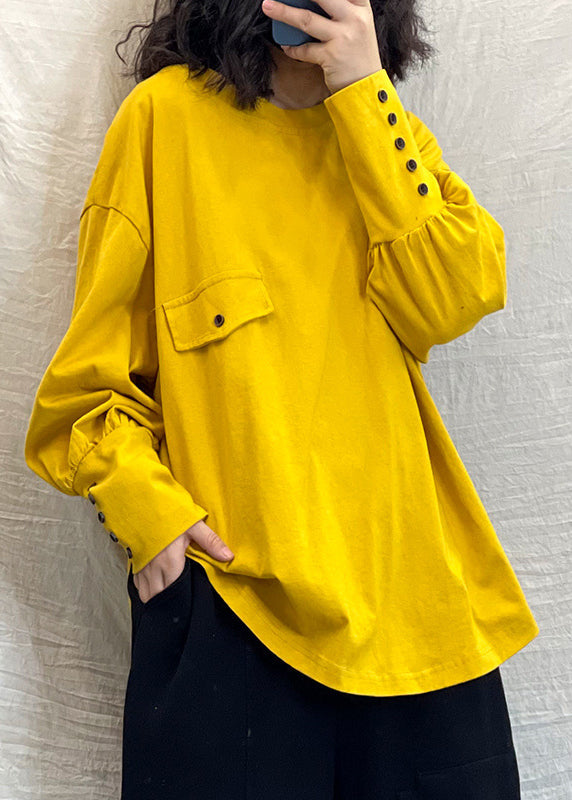 Yellow Cotton Sweatshirts Tracksuits Low High Design Long Sleeve