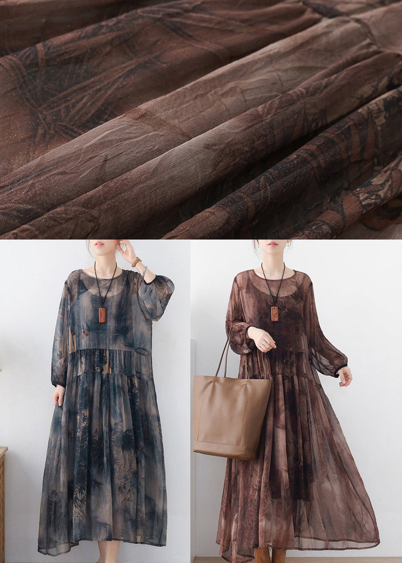 Blue Chiffon Long Dress and Spaghetti Strap Dress Two Pieces Set Wrinkled Draping Summer