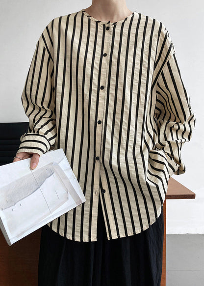 Apricot Striped Button Shirts Long Sleeve