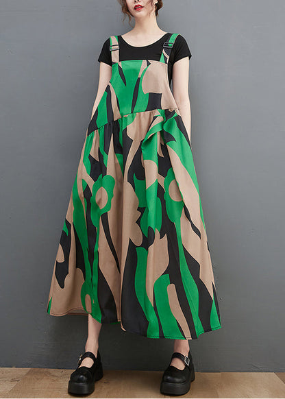 Vogue Green Asymmetrical Design Pocket Spaghetti Strap Dress Summer