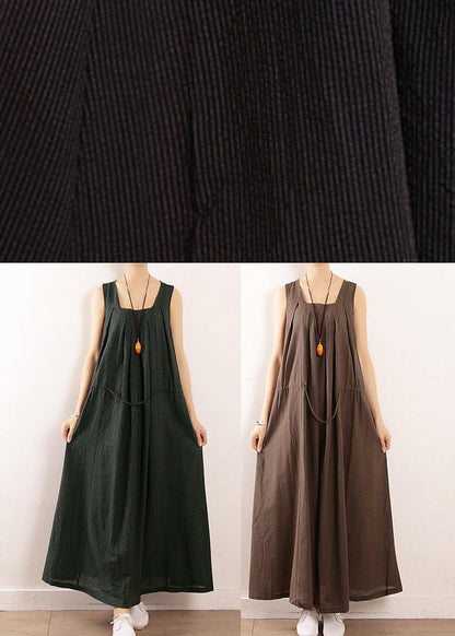 Modern Tea Green Linen Dress Summersleeveless Vacation Dresses