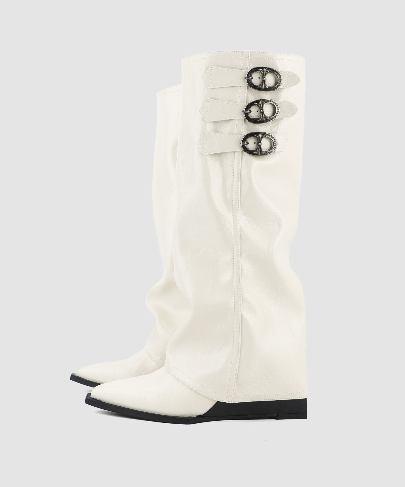 Khaki Boots Wedge Suede Splicing Pointed Toe
