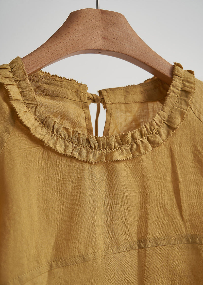 Yellow Ruffled Print Chiffoncotton Two Pieces Set Summer