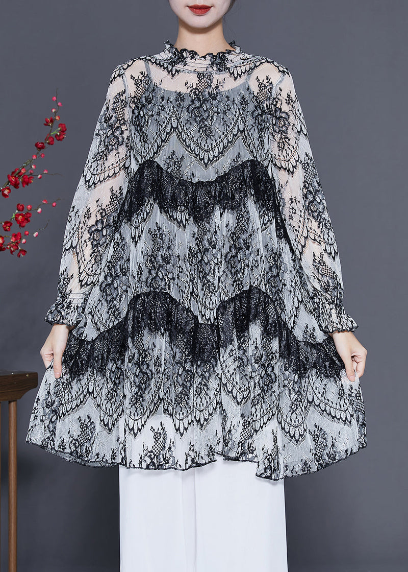 Organic White Embroideried Patchwork Lace a Line Dress Summer
