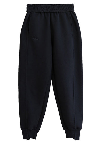 Classy Black Asymmetrical Pockets Beam Pants Spring