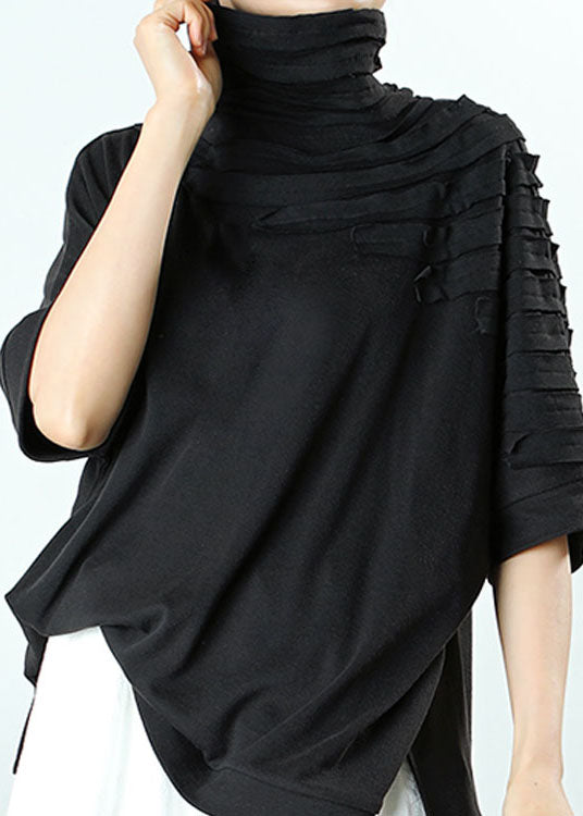 Natural Grey Tasseled Asymmetrical Design Spring Tops Half Sleeve