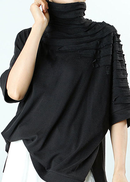 Natural Grey Tasseled Asymmetrical Design Spring Tops Half Sleeve