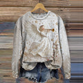 Comstylish Women's Christmas Angel Print Crew Neck Casual Sweatshirt