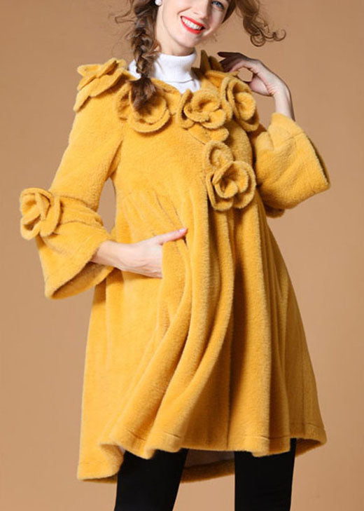 Yellow Pockets Button Fall Coat