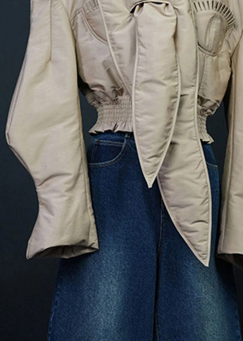 Khaki Bow Original Design Duck Down Down Coats Winter