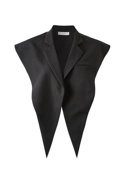 Summer Black Jacket With Collar and Shawl