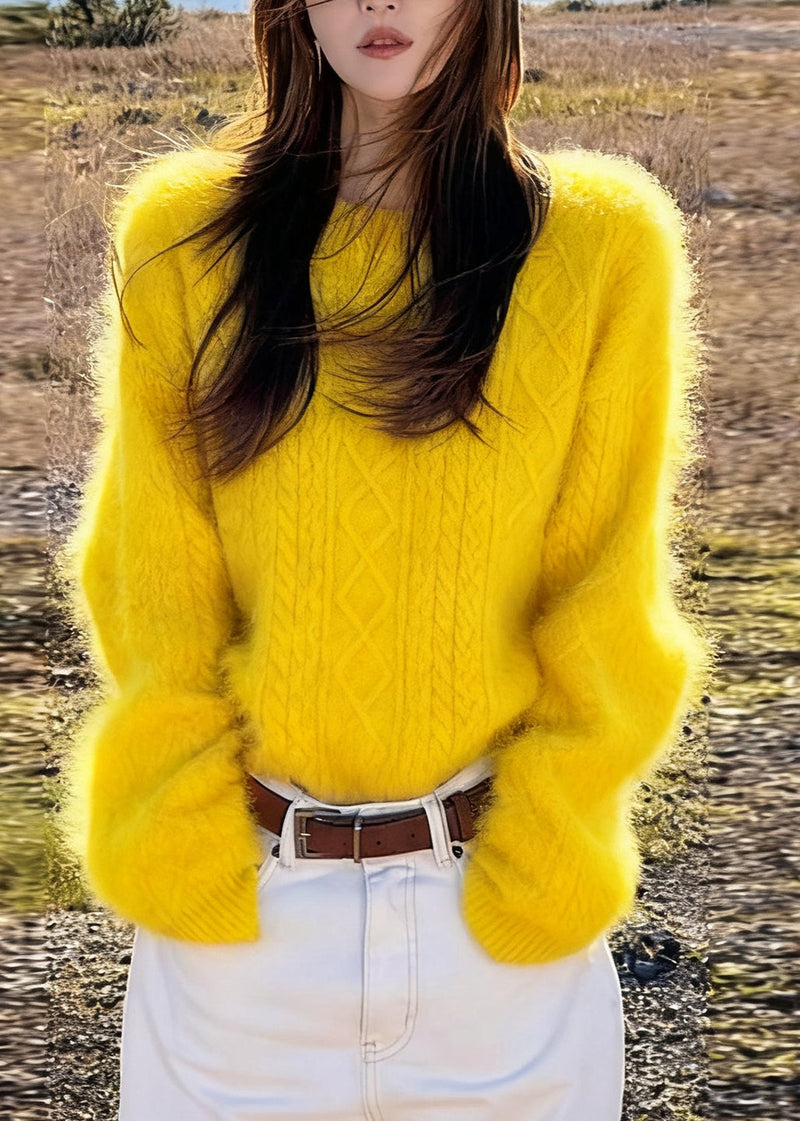 Style Yellow Oversized Warm Cozy Sweaters Spring