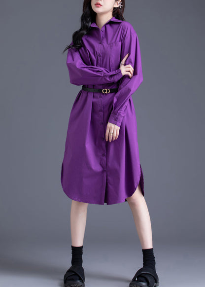 Modern Purple Oversized Side Open Cotton Dress Spring