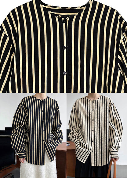 Apricot Striped Button Shirts Long Sleeve