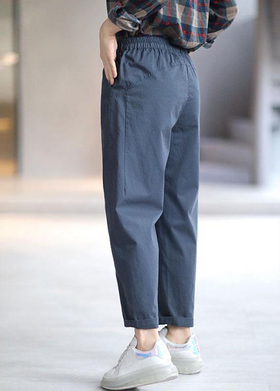 Navy Pockets Tie Waist Harem Fall Pants
