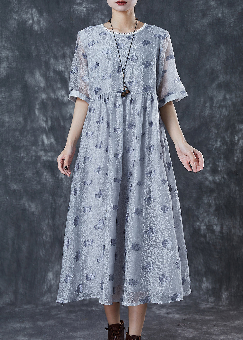 Modern Grey Silk Holiday Dresses Summer