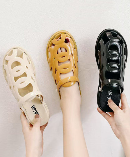 Black Hollow Out Splicing Comfy Slide Sandals