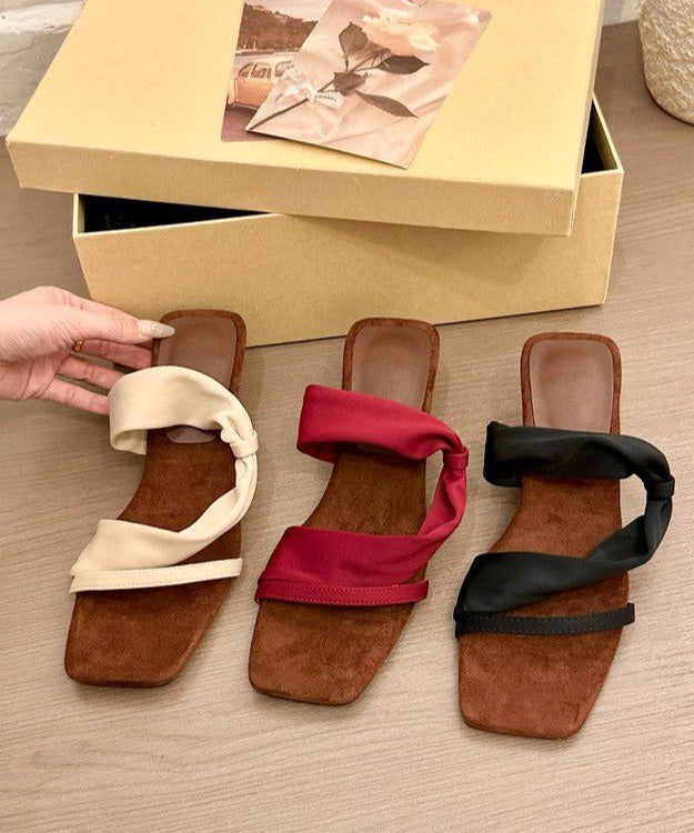 Mulberry Faux Leather Splicing Boutique Wedge Slide Sandals